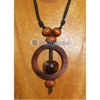 Wooden Necklace With Glassbeaded