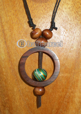 Wooden Necklace With Glassbeaded