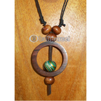 Wooden Necklace With Glassbeaded