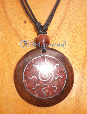 Wooden Necklace With Coral