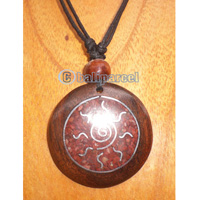 Wooden Necklace With Coral
