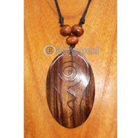 Wooden Necklace With Stainless