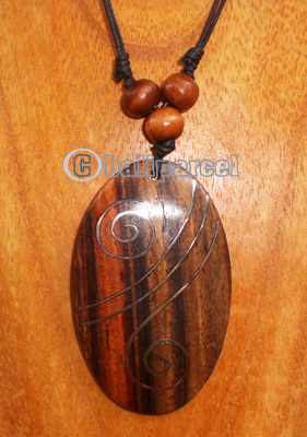 Wooden Necklace With Stainless
