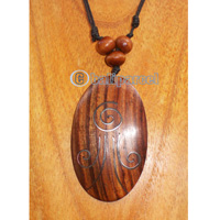 Wooden Necklace With Stainless