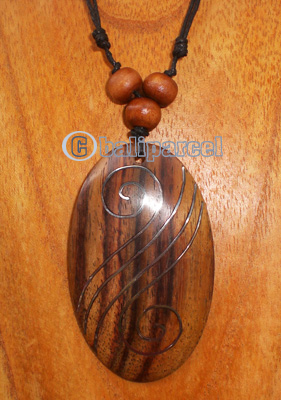 Wooden Necklace With Stainless