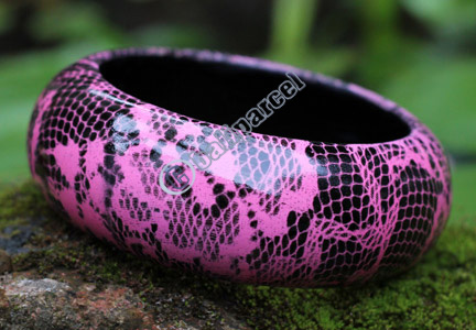 Bangle, Made From Sono Wood With Abstract Color