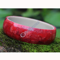 Bangle, Made From Raisin With Red Coral