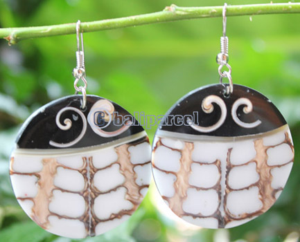 Earring, Made From Shell, Resin, And  Cinnamon