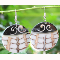 Earring, Made From Shell, Resin, And  Cinnamon