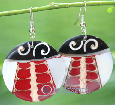 Earring, Made From Shell, Resin, And  Cinnamon