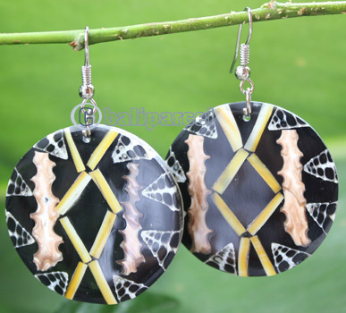 Earring, Made From Resin And Bamboo