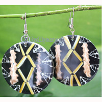 Earring, Made From Resin And Bamboo