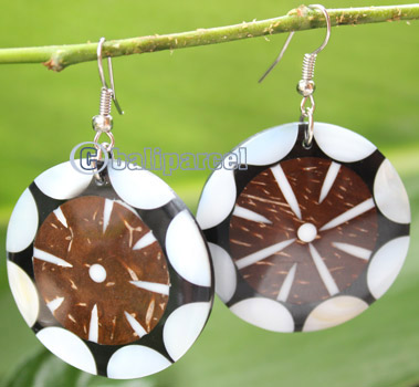 Earring, Made From Resin, Coconut And Shell