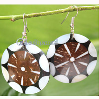 Earring, Made From Resin, Coconut And Shell