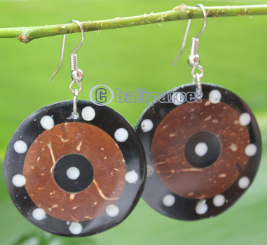 Earring, Made From Resin, Coconut And Shell