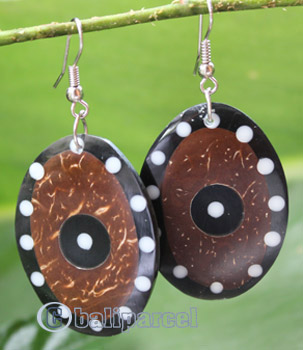 Earring, Made From Resin, Coconut And Shell