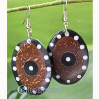 Earring, Made From Resin, Coconut And Shell