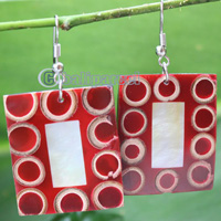 Earring, Made From Resin, Bamboo And Shell