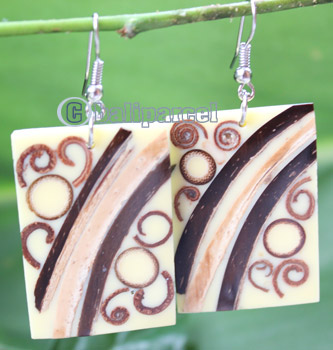 Earring, Made From Resin, Bamboo, Cinnamon And Coconut