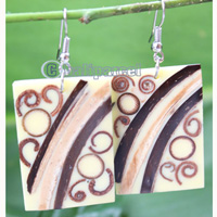 Earring, Made From Resin, Bamboo, Cinnamon And Coconut
