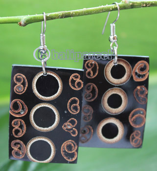 Earring, Made From Resin, Bamboo, And Cinnamon