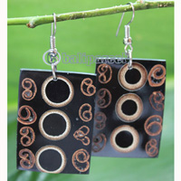 Earring, Made From Resin, Bamboo, And Cinnamon