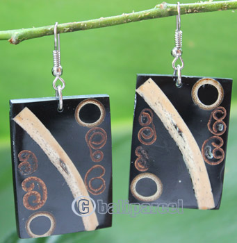 Earring, Made From Resin, Bamboo, And Cinnamon