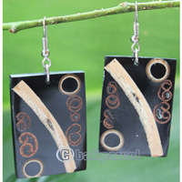Earring, Made From Resin, Bamboo, And Cinnamon