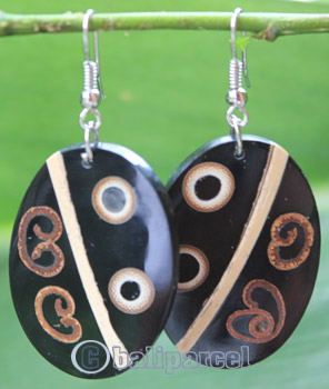 Earring, Made From Resin, Bamboo, And Cinnamon