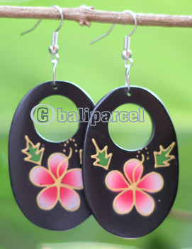 Wooden Earring, Made From Sono Wood With Painting