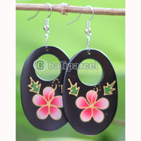 Wooden Earring, Made From Sono Wood With Painting