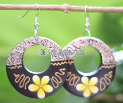 Wooden Earring, Made From Sono Wood With Painting