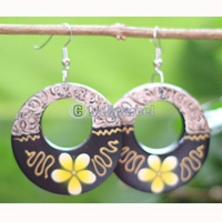Wooden Earring, Made From Sono Wood With Painting