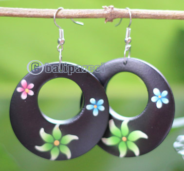 Wooden Earring, Made From Sono Wood With Painting