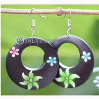 Wooden Earring, Made From Sono Wood With Painting