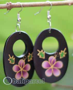 Wooden Earring, Made From Sono Wood With Painting