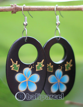 Wooden Earring, Made From Sono Wood With Painting
