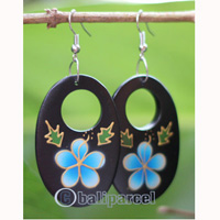 Wooden Earring, Made From Sono Wood With Painting