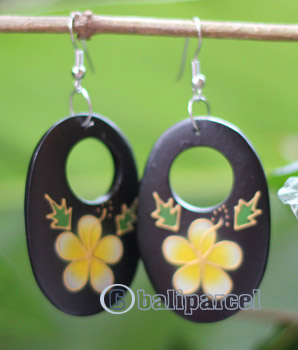 Wooden Earring, Made From Sono Wood With Painting