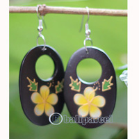 Wooden Earring, Made From Sono Wood With Painting