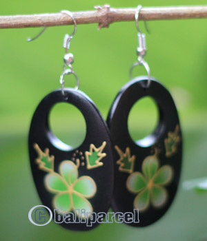 Wooden Earring, Made From Sono Wood With Painting