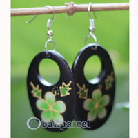 Wooden Earring, Made From Sono Wood With Painting