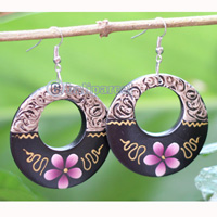 Wooden Earring, Made From Sono Wood With Painting