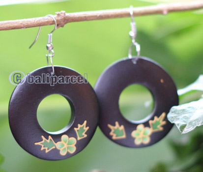 Wooden Earring, Made From Sono Wood With Painting