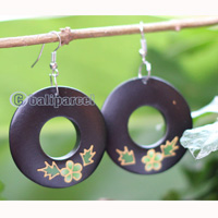Wooden Earring, Made From Sono Wood With Painting