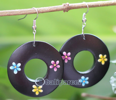 Wooden Earring, Made From Sono Wood With Painting