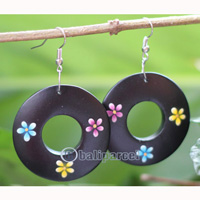 Wooden Earring, Made From Sono Wood With Painting