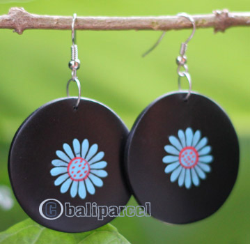 Wooden Earring, Made From Sono Wood With Painting