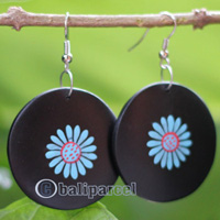 Wooden Earring, Made From Sono Wood With Painting