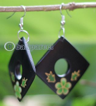 Wooden Earring, Made From Sono Wood With Painting